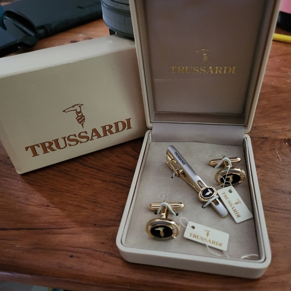 Trussadi Set Vintage tie clip-on and cufflinks Made in Italy - Picture 6 of 8